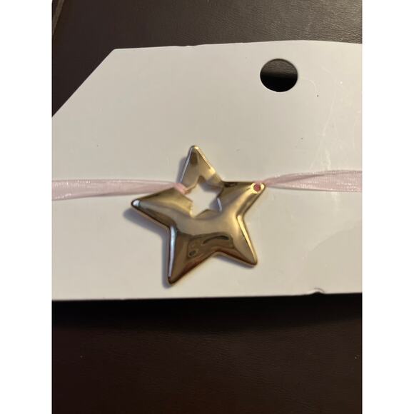 NWT Forever 21 delicate gold star and pink ribbon choker - Picture 2 of 3